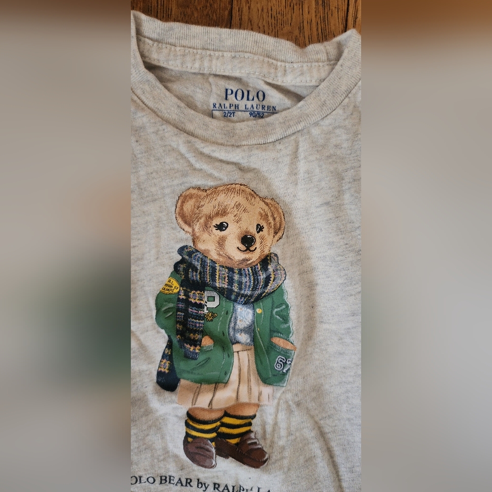 Polo Ralph Lauren Girls Gray t-shirt with Teddy 2T